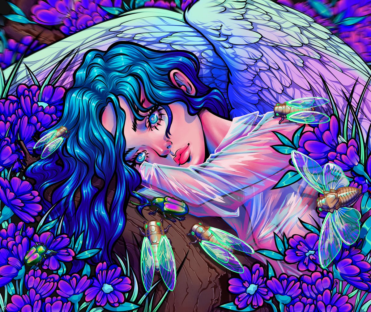 Okay, yesterday I finished this art soooo I just list it🥰
Art “Cicadas” 
“Cicadas sing on a moonlit night foreping freedom...” 
1/1
Link: objkt.com/auction/e/x5Eq…
#objkt #tezosart