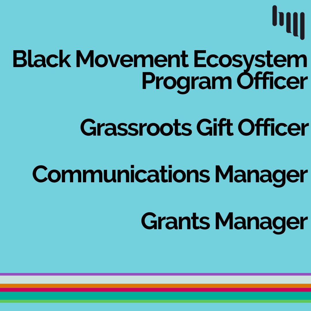 Reminder that HFJ is hiring for 3 positions:

- Black Movement Ecosystem Program Officer
- Grassroots Gift Officer
- Communications Manager
- Grants Manager

Head to our website for the full job descriptions and information about how to apply: headwatersfoundation.org/about/careers/