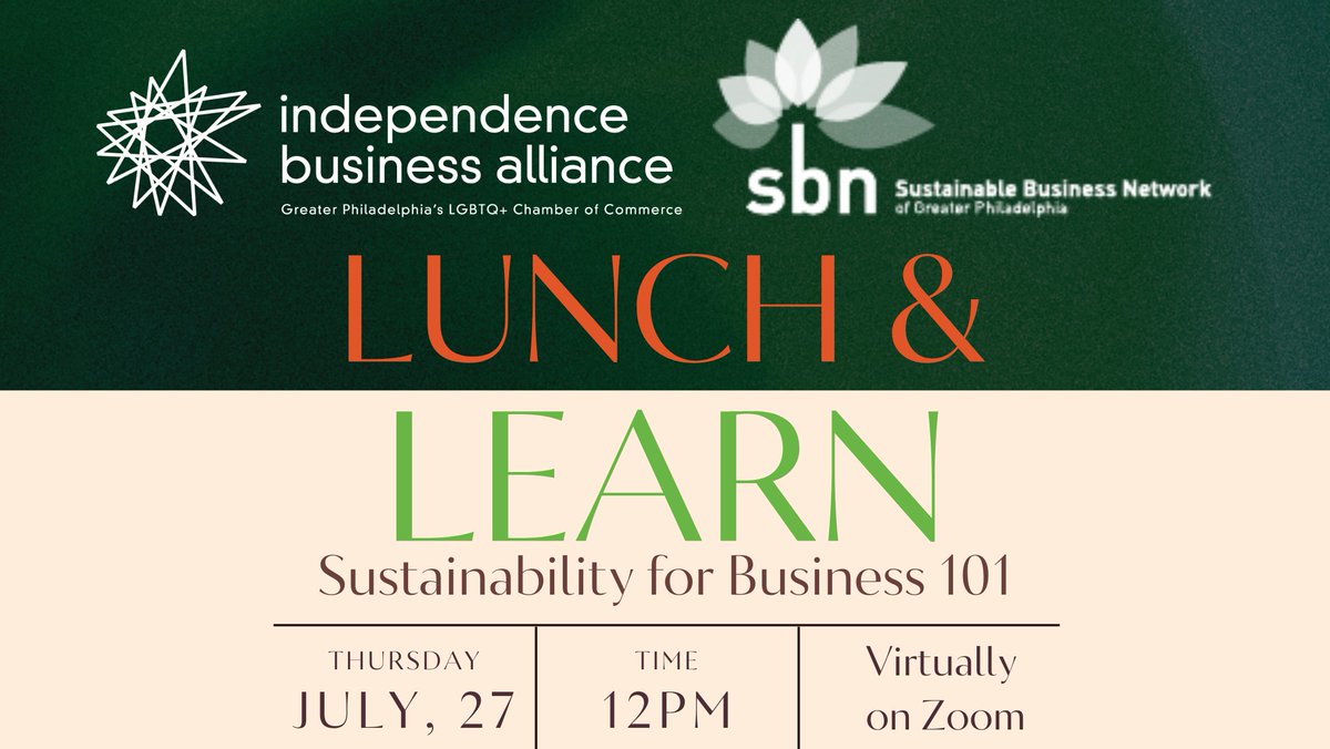 Join the @sbnphila for a virtual session on Sustainability for Business 101, on Thurs, July 27th at noon EST that will guide us through what sustainability means for your business and offer practical steps. lnkd.in/eqT9bAAE