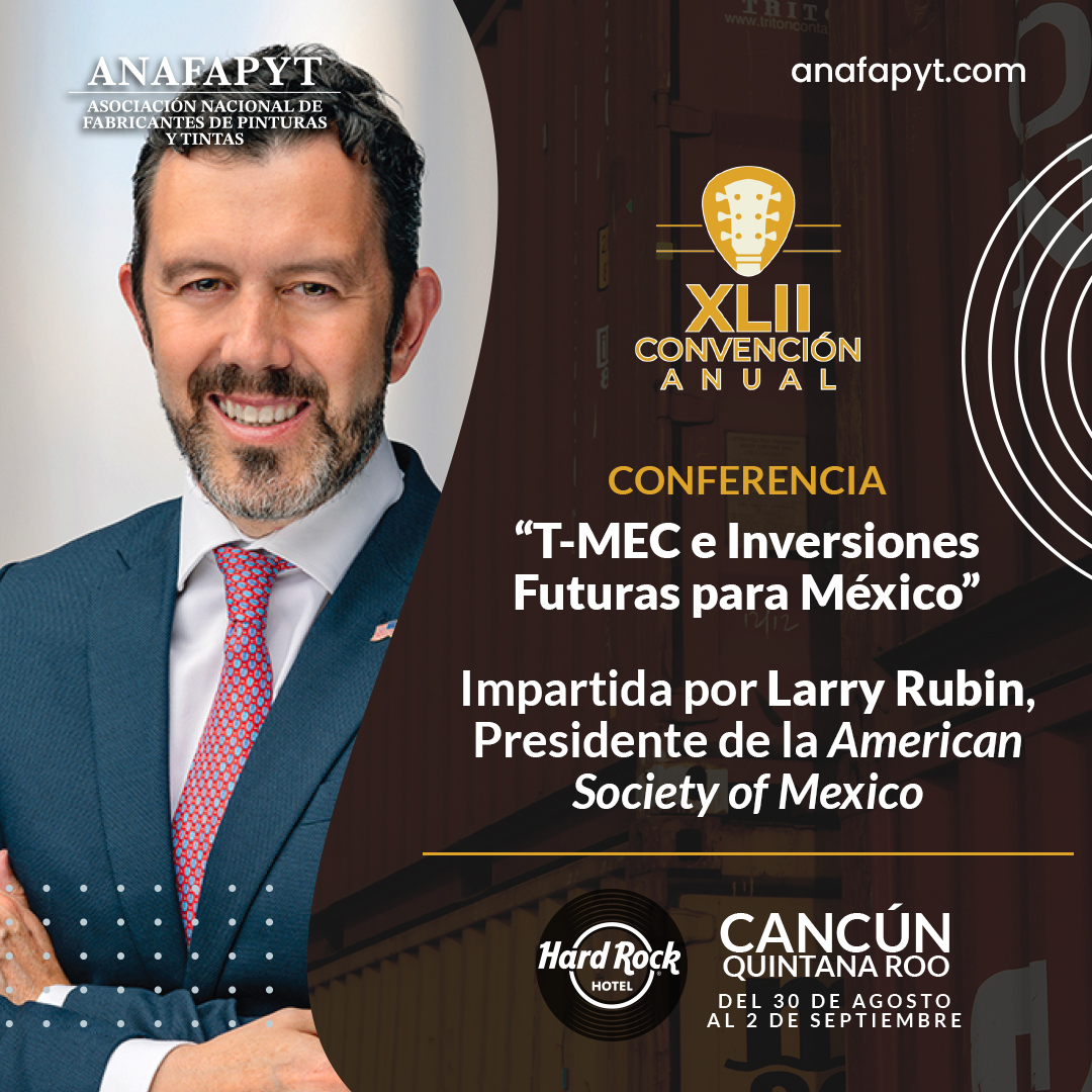 AnafapytOficial's tweet image. Si te interesa el tema de las #InversionesExtranjeras, no te pierdas la conferencia “T-MEC e inversiones futuras para México” impartida por @lrubin, presentada en la #ConvenciónAnual2023, que se llevará a cabo del 30 de agosto al 2 de septiembre en Hard Rock Hotel Cancún.