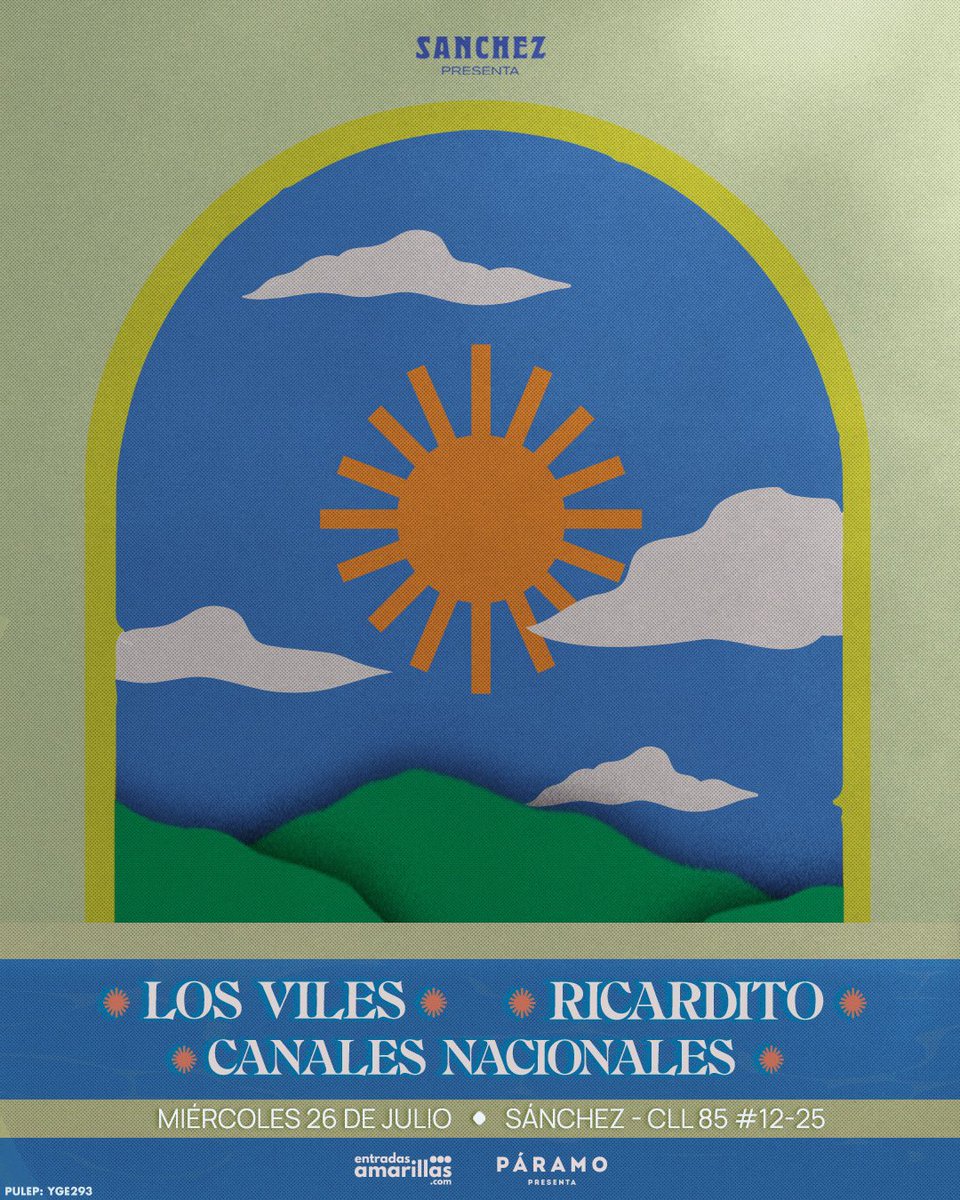 Este miércoles tocando en Sanchez junto a Canales Nacionales y Ricardito :( ✨✨✨

Compra tu boleta acá: entradasamarillas.com/event/canales-…