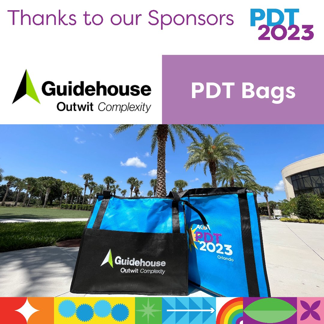 AGACGFM's tweet photo. Thanks to @Guidehouse for sponsoring the official #PDT23 conference bag. Be sure to pick yours up at the registration desk! https://t.co/ONogL2J2FA