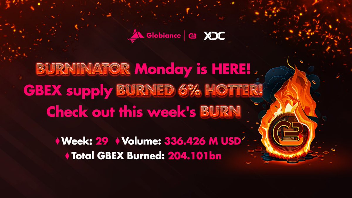 GlobianceTR's tweet photo. GBEX Haftalık TOKEN 🔥YANMA🔥 İSTATİSTİKLERİ!
Bu haftaki yanan sayılara göz atın 🔥🔥🔥 Tüm Zamanların en YÜKSEĞİ!! 🔥🔥🔥
GBEX, Globiance Exchange Platformunun Yerel Yardımcı Tokenidir!
Hacim = 336.426 M USD , Yakma = 204.101 B GBEX
$GBEX #WeeklyBurn #XDCNetwork $XDC $XRP https://t.co/3QGWiABjLu