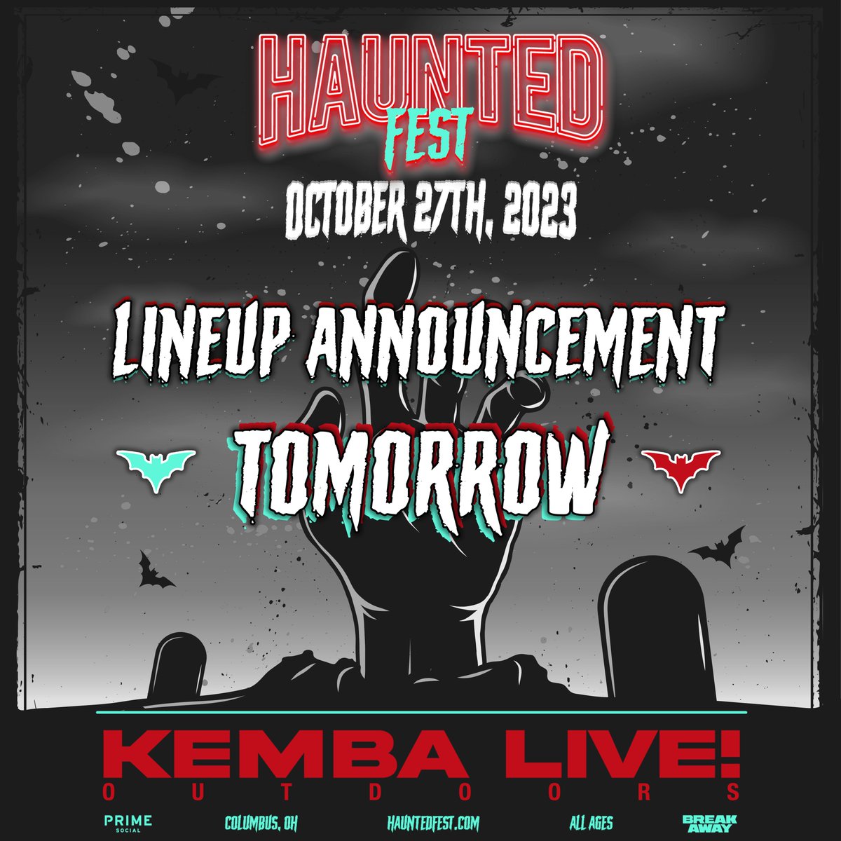 IT'S COMING! 👻 Your 2023 Haunted Fest lineup drops TOMORROW -- get ready!