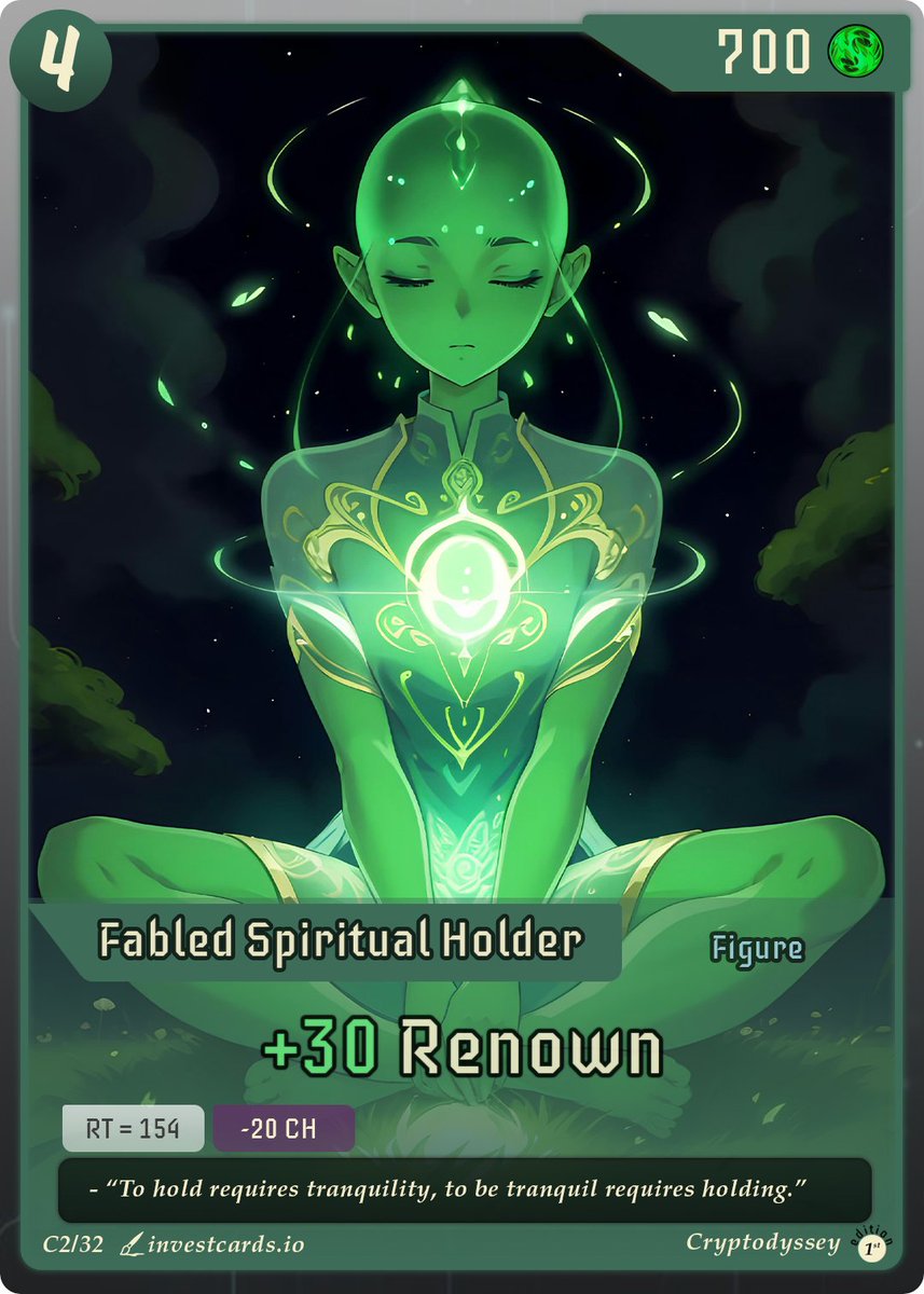 Card 2 Complete!

Fabled Spiritual #Holder 

“To hold requires tranquility, to be tranquil requires holding.” 💚😁

Details on the card below: