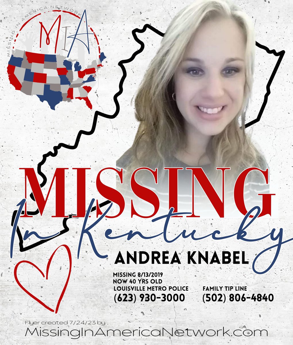 missingNamerica's tweet photo. ANDREA KNABEL #MissingInKentucky since 8/13/2019
#WhereIsAndreaKnabel #MissingInAmerica #MissingInAmericaNetwork #FindingAndrea #MissingMonday #MissingPosterMonday @erin_knabel #twitterX #WelcomeToX #MondayMotivaton #MISSING #SaveTheBird 
Featured Case: https://t.co/FtCyYs2FFQ https://t.co/HJvcKDRzwp
