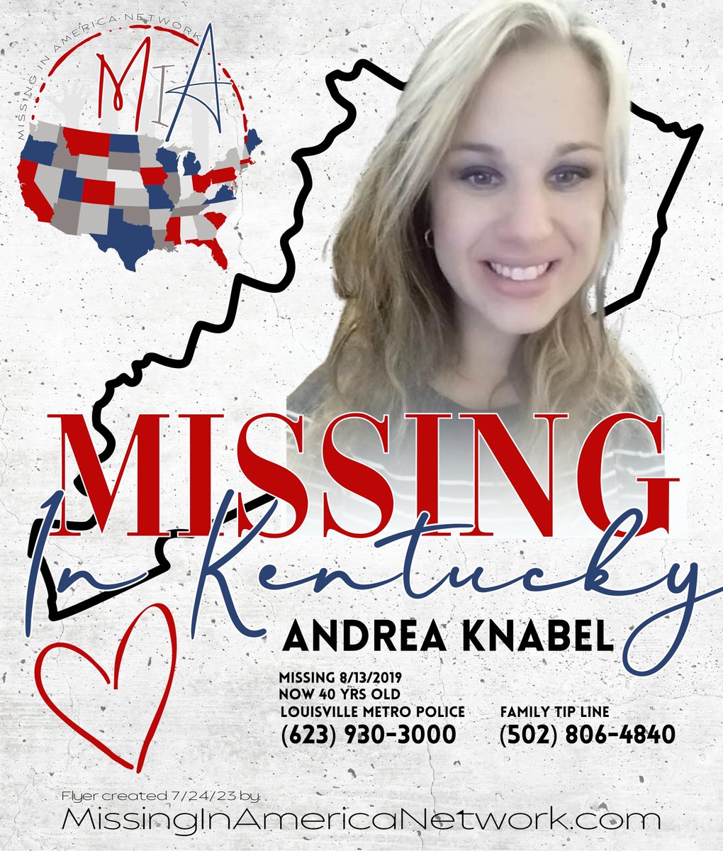 ANDREA KNABEL #MissingInKentucky since 8/13/2019 #WhereIsAndreaKnabel #MissingInAmerica #MissingInAmericaNetwork #FindingAndrea #MissingMonday #MissingPosterMonday @erin_knabel #twitterX #WelcomeToX #MondayMotivaton #MISSING #SaveTheBird Featured Case: missinginamericanetwork.com/andrea-knabel