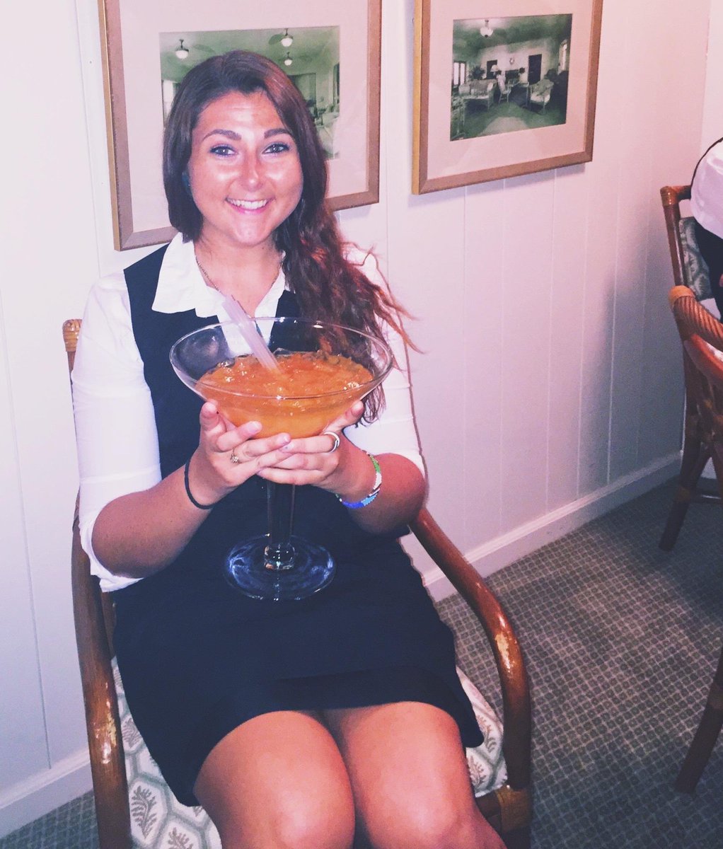 ItsMegatron_'s tweet image. In honor of my trip to #FINY this weekend, here’s my “first” (😏) staff drink. It wasn’t until my 4th summer I was 21. So my bosses let me celebrate with a Meg-sized Planter’s Punch          🧡🍹🧡