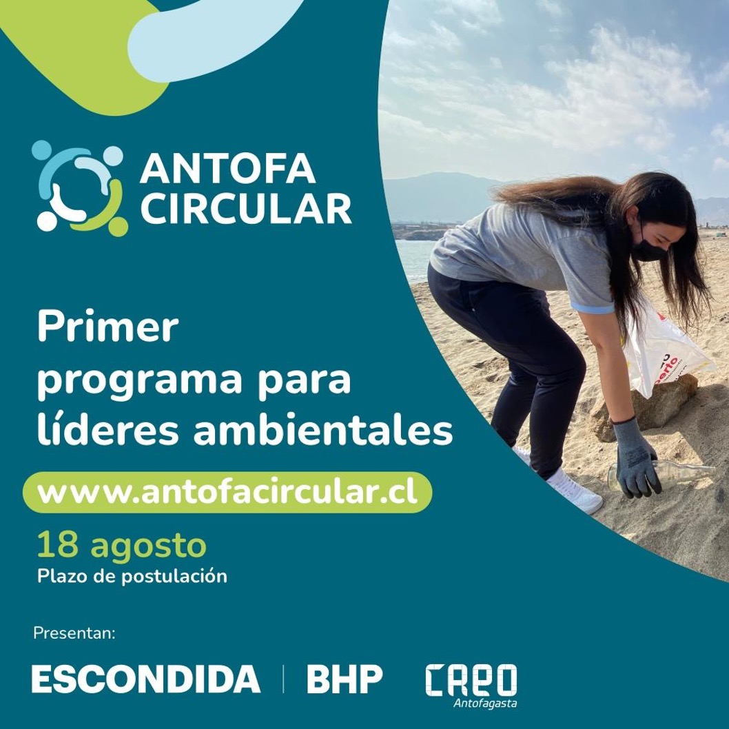 ⚠️ ¿Sabías que en #Antofagasta hay más de 120 microbasurales y que en nuestras playas hay 17 unidades de basura por mt2? 

Participa con tu proyecto en #AntofaCircular  y generemos soluciones reales para la disminución de residuos ✅️

Presenta <a href="/bhp/">BHP</a> y <a href="/CreoAntofagasta/">Creo Antofagasta</a> 😉