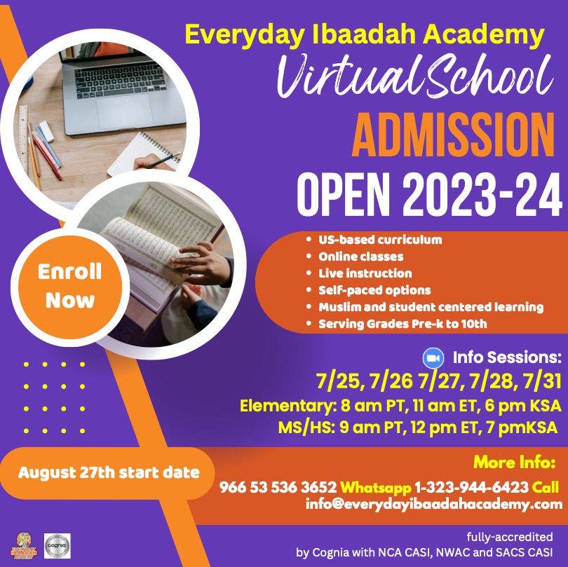 EveryDayIbaadah's tweet photo. 🌟 Exciting news! #InfoSessions are back at EDIA 🎉! Discover our enriching curriculum, vibrant environment, and get admission answers. Limited time before the school year starts, secure your spot now! 🏫 Register at info@everydayibaadahacademy.com https://t.co/D9aWLU0jkU