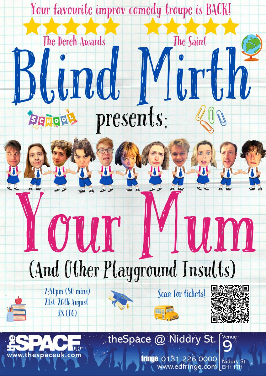 blindmirth's tweet image. Flyer reveal!!! We are so excited to transport you back to your school playgrounds where insults were as crushing as they were frankly unimaginative and just downright bad. Sounds like a review we once had...(that was a joke, we are credible, I promise.)