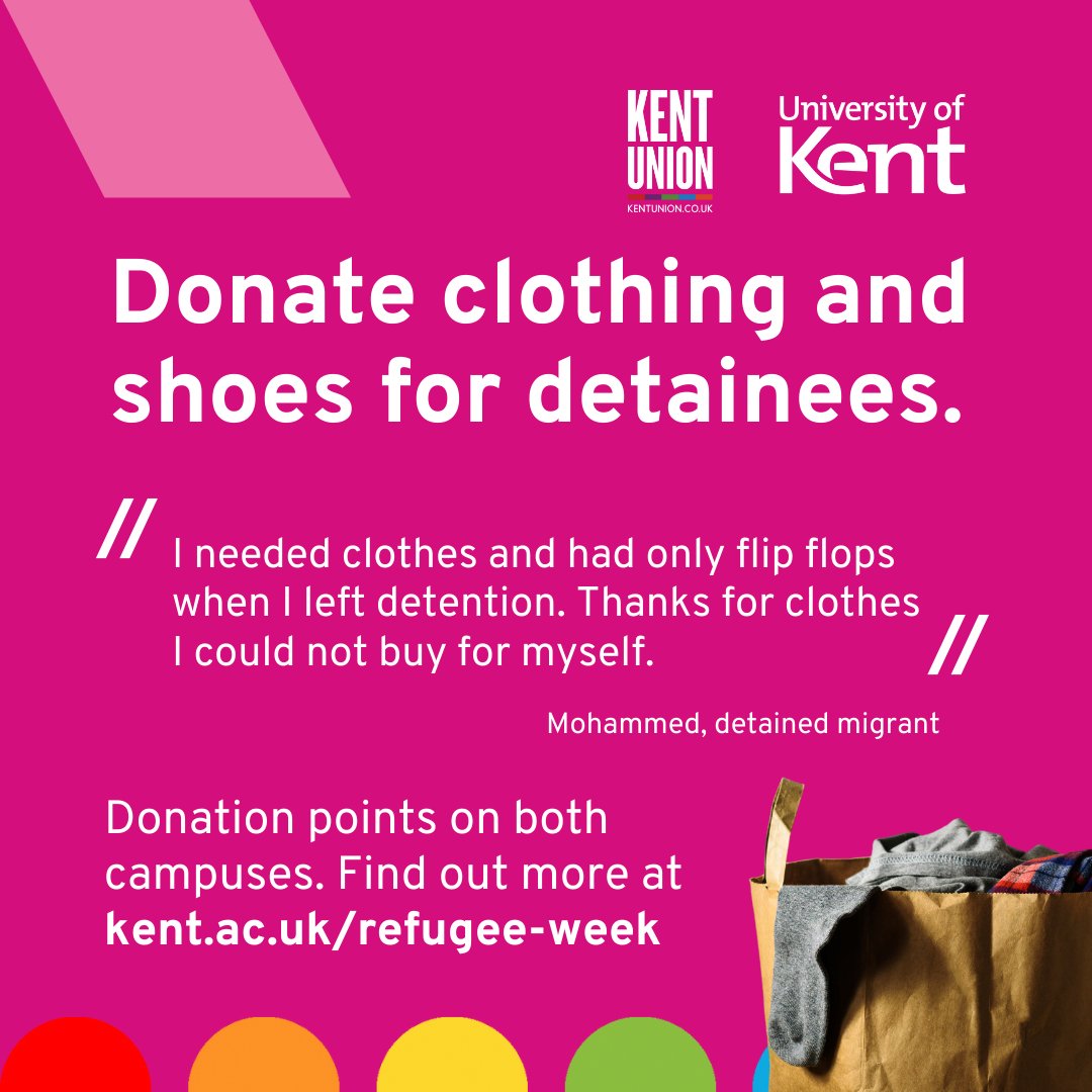 UniKentLibIT's tweet photo. Eight large bags donated to @GatDetainees following #UniversityOfKent Refugee Week clothing collections. However, more clean men’s clothes needed – can you help? https://t.co/ND2p5aepSZ 

Drop-off points incl. #TemplemanLibrary at Nexus desk (Ground Floor, Block D) ❤️🧡💛💚💙💜 https://t.co/q6ArWqGY7H