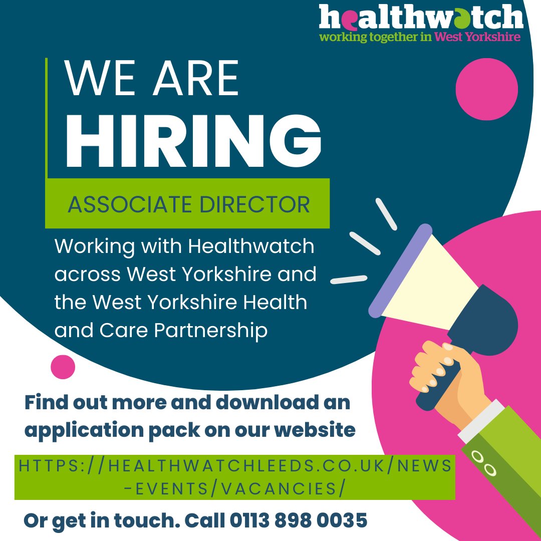 The closing date is this week. Make sure you get your application in before the end of Friday 28th July. If you are passionate about improving health and care services for the people who use them, then this could be for you healthwatchleeds.co.uk/news-events/va…