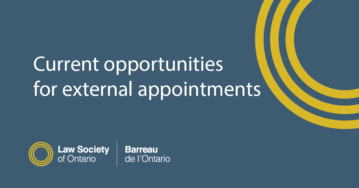 The <a href="/LawSocietyLSO/">Law Society of Ontario</a> is currently seeking applications from qualified lawyers for the Civil Rules Committee and Ontario Judicial Council. Submit your application by July 28: lso.ca/appointmentapp…