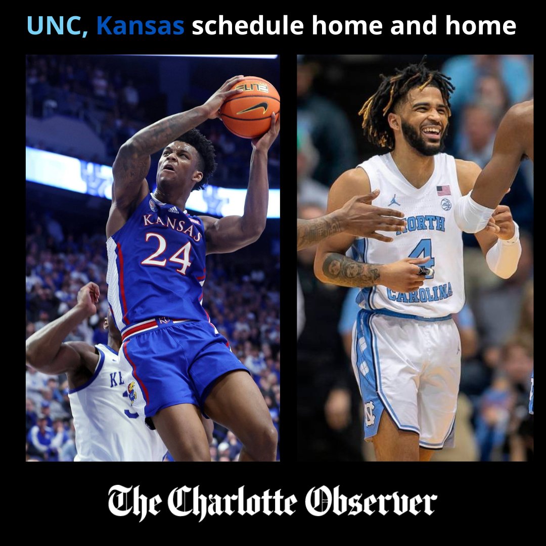 Kansas men's basketball, for the first time ever, is coming to Chapel Hill to play the Tar Heels.
Wow.
Monday afternoon, the schools announced a home-and-home series for the 2024-25 and 2025-26 seasons.
When are the games?
On Nov. 8, 2024, UNC will make its second-ever trip… https://t.co/F5BVmvLQxi https://t.co/o8MJLHLbvZ
