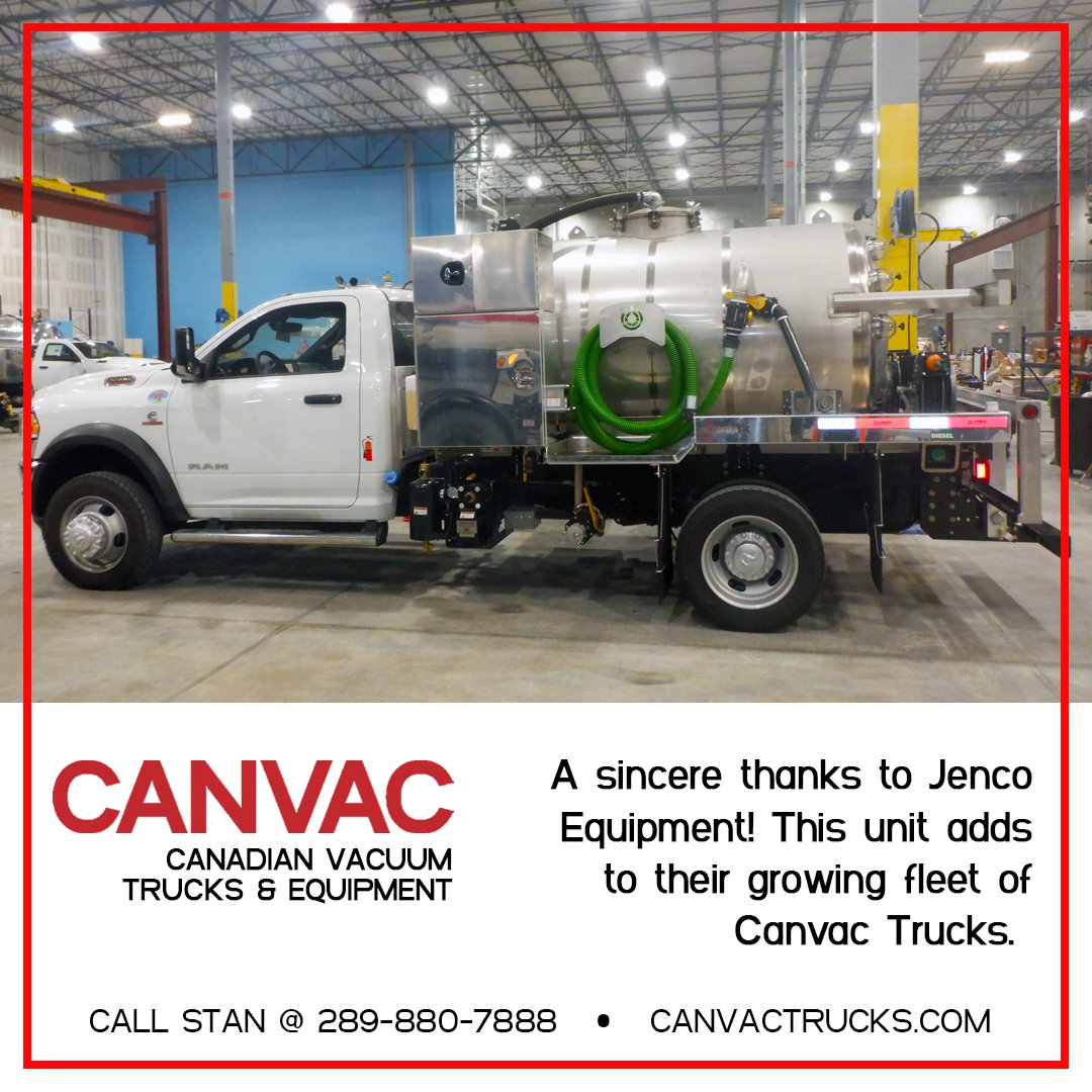 CanvacTrucks's tweet photo. A sincere thanks to Jenco Equipment in Ontario for their recent purchase of a new Dodge and stainless toilet system. This unit adds to their growing fleet of Canvac Trucks.
#Canvac #JencoEquipment #Dodge #PortableToiletService #VacuumTruck https://t.co/UlE8swkuRC