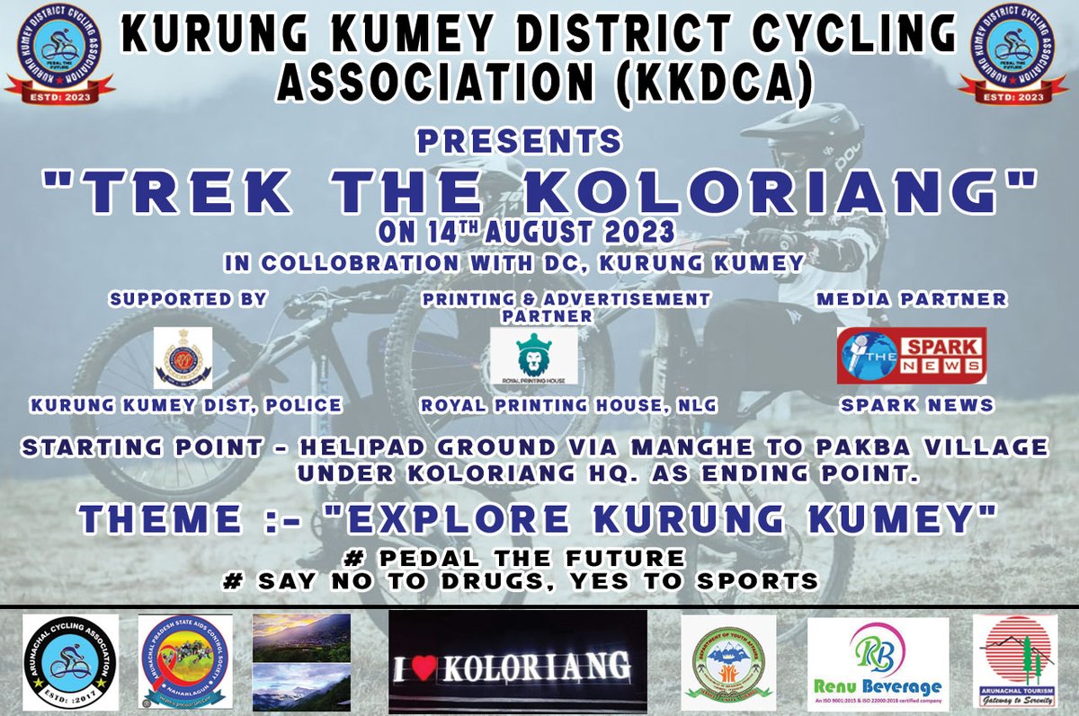 GiogiTani's tweet photo. "Be the Part of the Programme" : Organise by KKDCA (Kurung Kumey District Cycling Association).
"TREK THE KOLORIANG" in collaboration with District Administration, KK.
Date :14th Aug 2023.
Terms and conditions Apply.
Registration Open till : 05/08/2023.

"Pedal the Future " https://t.co/UF2D1L9xzX