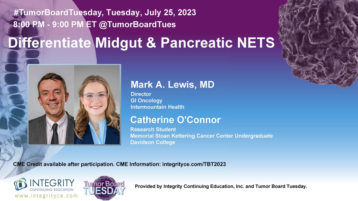 #TumorBoardTuesday (@tumorboardtues) on Twitter photo <a href="/marklewismd/">Mark Lewis, MD, FASCO</a> <a href="/CatherineaOC/">Catherine O’Connor</a> <a href="/MPishvaian/">Mike Pishvaian</a> <a href="/JohnEbbenMDPhD/">Johnathan Ebben MD, PhD</a> <a href="/ferguskeane2/">Fergus Keane</a> <a href="/CentralParkWMD/">Wungki Park, MD MS</a> <a href="/EileenMOReilly/">Eileen M O’Reilly</a> <a href="/PanCAN/">PanCAN</a> <a href="/letswinpc/">Let's Win Pancreatic Cancer 💜</a> <a href="/PamelaKunzMD/">Pamela Kunz, MD, FASCO</a> <a href="/ShaalanBeg/">Shaalan Beg MD MBA FASCO</a> @AaronGoodman33 <a href="/aparna1024/">Aparna Raj Parikh</a> <a href="/benweinbergmd/">Benjamin Weinberg, MD, FACP</a> <a href="/DanZhaoMD/">A pancreatic cancer doctor</a> <a href="/carlacav/">Carla Cavalcanti</a> <a href="/CathyEngMD/">Dr. Cathy Eng</a> <a href="/jessrzanotti/">Jéssica Zanotti</a> <a href="/FelipePatologia/">Felipe D'Almeida</a> <a href="/FlavioRochaMD/">Flavio G Rocha, MD, FACS, FSSO</a> <a href="/doctorC369/">Sakti Chakrabarti, MD</a> <a href="/drlauragoff/">Laura Goff</a> <a href="/jordanberlin5/">Dr. jordan berlin</a> <a href="/AmanChauhanMD/">Aman Chauhan</a> <a href="/rachaelguenter/">Rachael Guenter</a> <a href="/ryanhuey/">Ryan Huey, MD, MS</a> 🌟Distinguishing midgut from pancreatic #NETs can be perplexing.
😎Help spread the word to join <a href="/marklewismd/">Mark Lewis, MD, FASCO</a> <a href="/CatherineaOC/">Catherine O’Connor</a> on 07/25/23, 8 pm ET, as they shed light on it during #TumorBoardTuesday!
🌞Earn free CME credits integrityce.com/TBT2023 #PancCan <a href="/marklewismd/">Mark Lewis, MD, FASCO</a> <a href="/CatherineaOC/">Catherine O’Connor</a> <a href="/MPishvaian/">Mike Pishvaian</a> <a href="/JohnEbbenMDPhD/">Johnathan Ebben MD, PhD</a> <a href="/ferguskeane2/">Fergus Keane</a> <a href="/CentralParkWMD/">Wungki Park, MD MS</a> <a href="/EileenMOReilly/">Eileen M O’Reilly</a> <a href="/PanCAN/">PanCAN</a> <a href="/letswinpc/">Let's Win Pancreatic Cancer 💜</a> <a href="/PamelaKunzMD/">Pamela Kunz, MD, FASCO</a> <a href="/ShaalanBeg/">Shaalan Beg MD MBA FASCO</a> @AaronGoodman33 <a href="/aparna1024/">Aparna Raj Parikh</a> <a href="/benweinbergmd/">Benjamin Weinberg, MD, FACP</a> <a href="/DanZhaoMD/">A pancreatic cancer doctor</a> <a href="/carlacav/">Carla Cavalcanti</a> <a href="/CathyEngMD/">Dr. Cathy Eng</a> <a href="/jessrzanotti/">Jéssica Zanotti</a> <a href="/FelipePatologia/">Felipe D'Almeida</a> <a href="/FlavioRochaMD/">Flavio G Rocha, MD, FACS, FSSO</a> <a href="/doctorC369/">Sakti Chakrabarti, MD</a> <a href="/drlauragoff/">Laura Goff</a> <a href="/jordanberlin5/">Dr. jordan berlin</a> <a href="/AmanChauhanMD/">Aman Chauhan</a> <a href="/rachaelguenter/">Rachael Guenter</a> <a href="/ryanhuey/">Ryan Huey, MD, MS</a> 🌟Distinguishing midgut from pancreatic #NETs can be perplexing.
😎Help spread the word to join <a href="/marklewismd/">Mark Lewis, MD, FASCO</a> <a href="/CatherineaOC/">Catherine O’Connor</a> on 07/25/23, 8 pm ET, as they shed light on it during #TumorBoardTuesday!
🌞Earn free CME credits integrityce.com/TBT2023 #PancCan