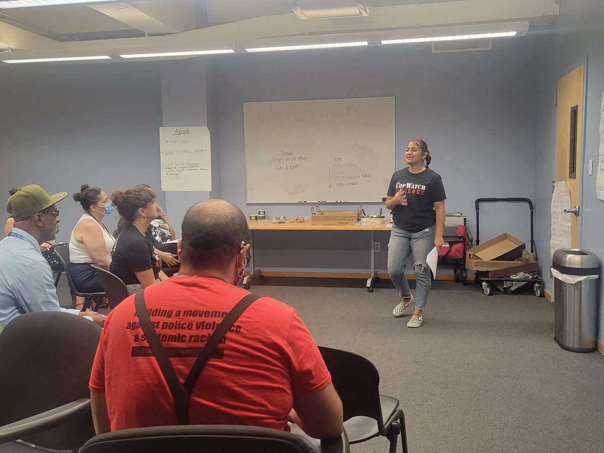 watchthecops's tweet photo. Happening now: Doing a #CopWatch training for @housingworks. Training folks to document and de-escalate police violence as safely effectively as possible. #WatchTheCops https://t.co/7IH7caLzlt