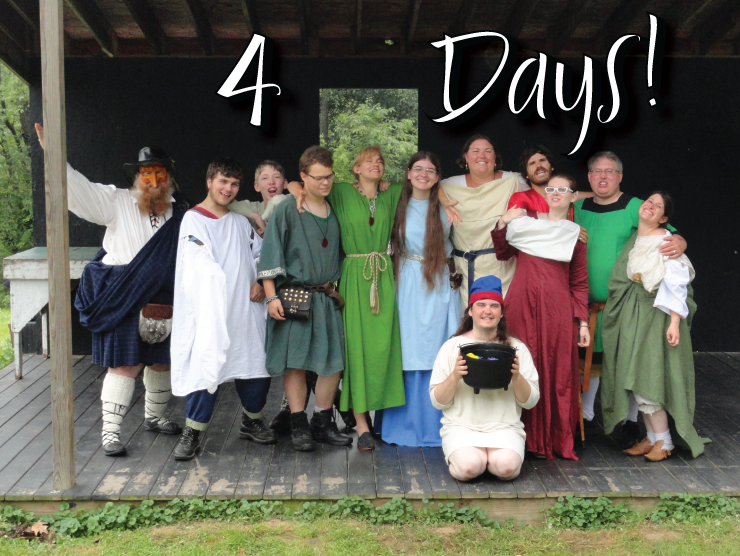 PlayerPatchwork's tweet photo. 4 days until #Pennsic 50 Year & our biggest #commedia dell'arte shows! We have 3 full productions (on both Thursdays & the Middle Saturday) & more zany foolish fun in store!
#CommediaDellArte #improv #improvisation #theater #PennsicWar #SCA #MySCA #RegramMySCA https://t.co/6Sj2dbVXpB