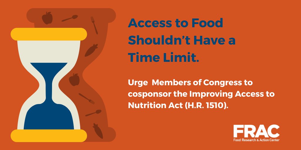 fractweets's tweet photo. Access to food shouldn’t have a time limit. Urge your Members of Congress to support and cosponsor the Improving Access to Nutrition Act (HR 1510). Hungry people can’t wait. https://t.co/ofcOU7zA8M https://t.co/yT0DHjMAmp