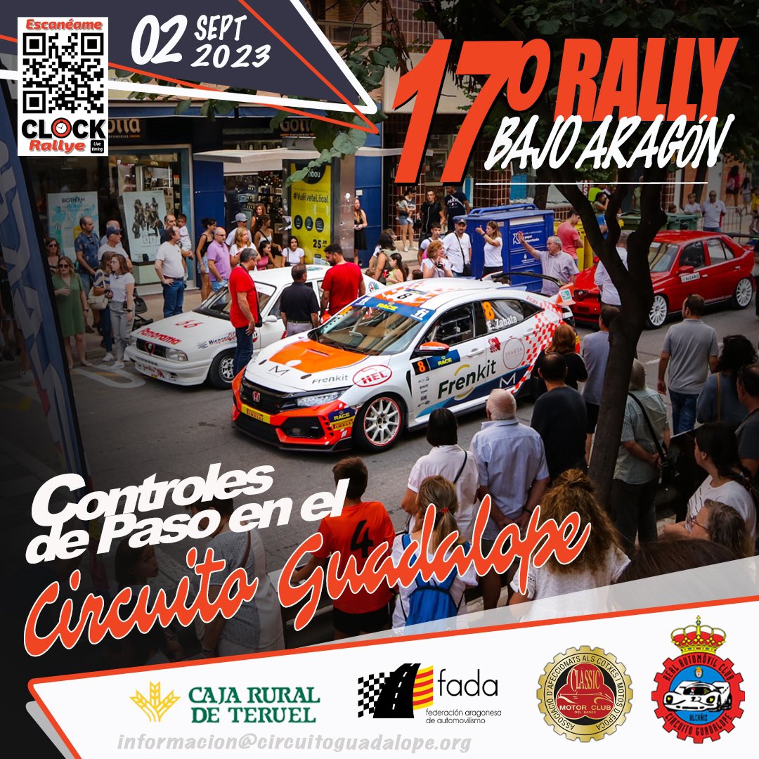 🚨 La 17 edición del Rally Bajo Aragón contará con controles de paso en el recorrido del Circuito Guadalope de Alcañiz. 📍Más concretamente en la Avenida de Aragón, donde en dos de las tres etapas, todos los participantes del Rally tendrán que pasar por parte del circuito urbano.