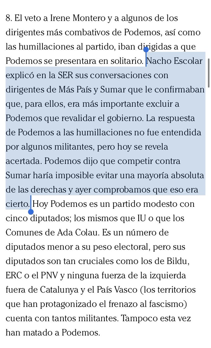 PabloIglesias's tweet photo. ¿Alguien llegó a pensar que un grupo parlamentario sin diputados de Podemos era una buena opción para Sumar aunque eso facilitara la mayoría absoluta de la derecha? 👇🏻

https://t.co/mNVUBKPi5U https://t.co/9UALL9h5Mo