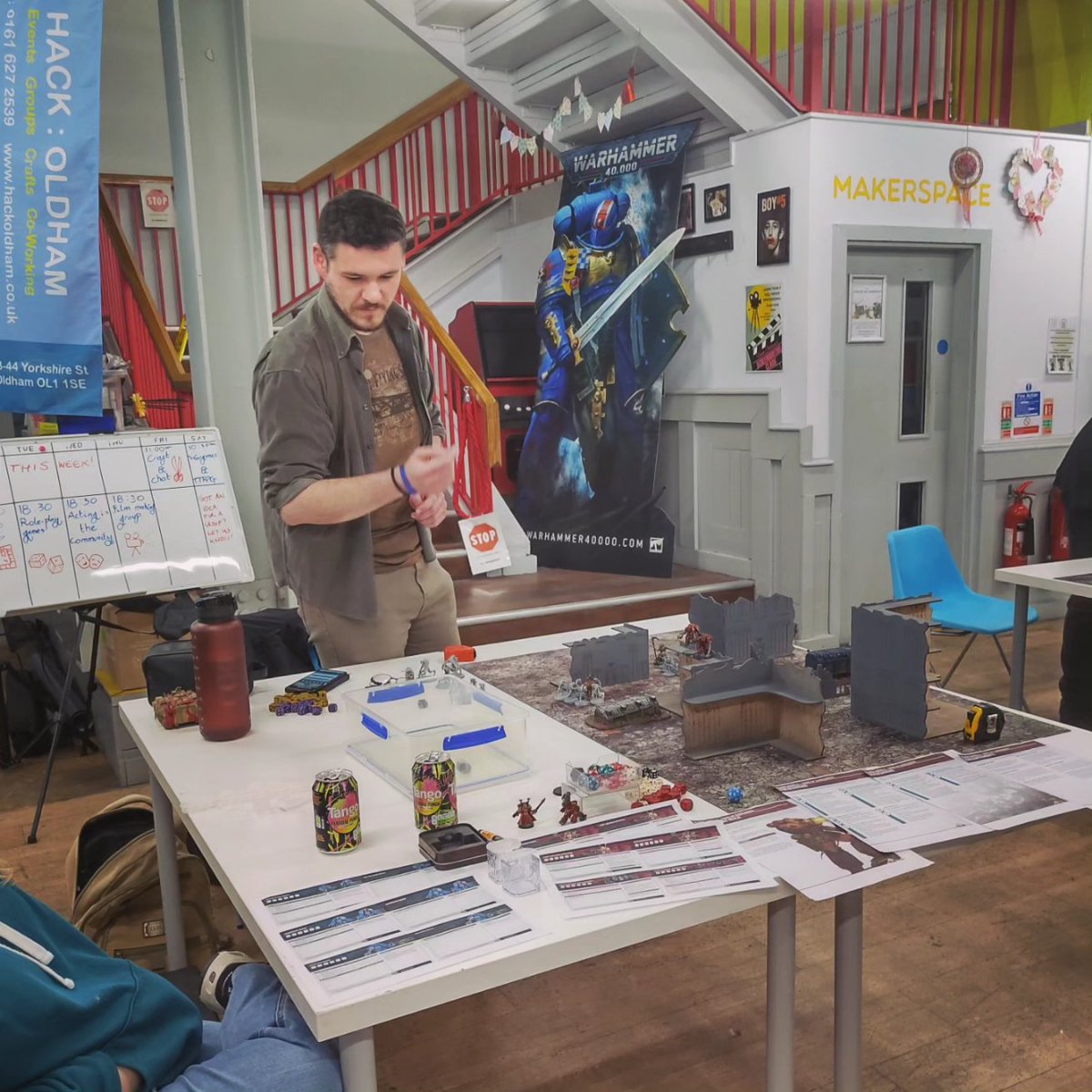 Create_Oldham's tweet photo. Saturdays are also home to our Wargaming group (10:30am-2:30pm Saturdays) π²π°
And our Wargaming group (run by Jack) was playing Warhammer π² using board and figures made by our members for our members π
#hackoldham #wargaming #warhammer #oldhamhour #photooftheday #SATURDAY https://t.co/iWAFwWvD3x
