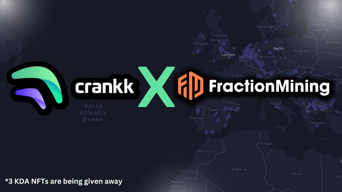 Crankk.io (@crankk_io) on Twitter photo Hi👋
Our friends <a href="/FractionMining/">Fraction Mining</a> have generously contributed to the great #Giveaway. The 3rd (this Friday), 6th and 9th weeks we will be drawing 1 #FractionMining #KDA Mining #NFT, on top of the #Crankk Licenses.🥳
Get those entries in!
gleam.io/competitions/a…
#Kadena #Gleam Hi👋
Our friends <a href="/FractionMining/">Fraction Mining</a> have generously contributed to the great #Giveaway. The 3rd (this Friday), 6th and 9th weeks we will be drawing 1 #FractionMining #KDA Mining #NFT, on top of the #Crankk Licenses.🥳
Get those entries in!
gleam.io/competitions/a…
#Kadena #Gleam