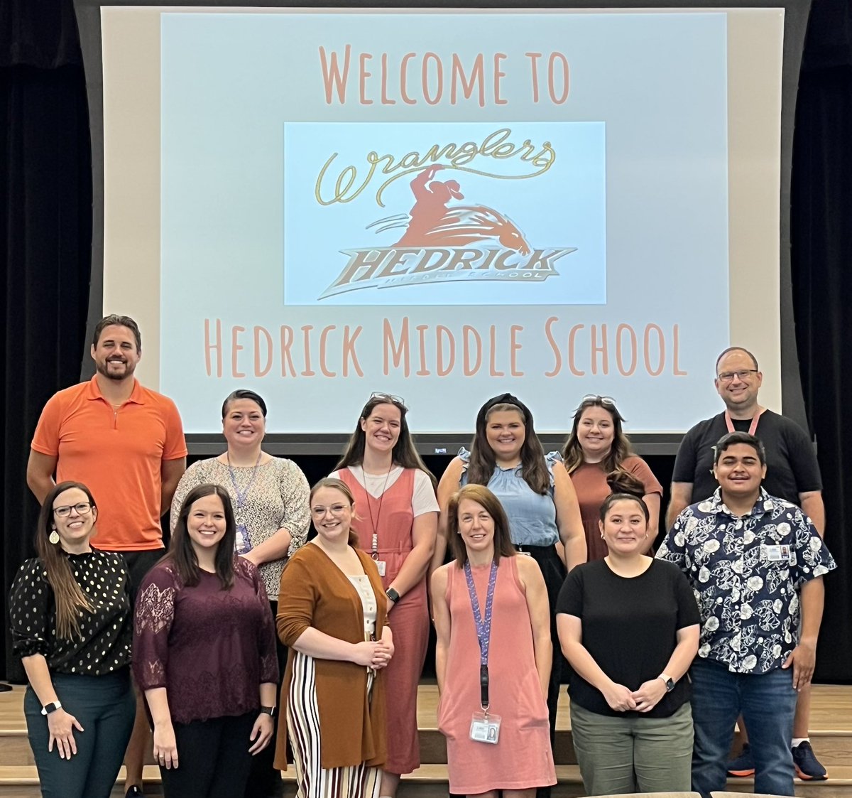 MsBynumHMS's tweet photo. We are so excited to have these teachers join our team at Hedrick Middle School this year! Go Wranglers! #oneLISD #LISDnewteacher https://t.co/3ZVdnRTN1K
