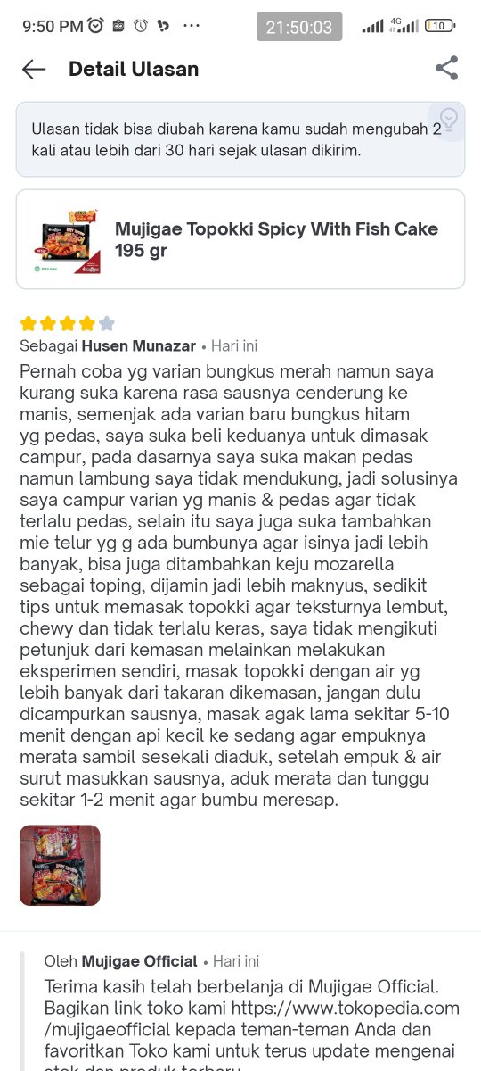 fresuhalone's tweet photo. Senang sekali karena terpilih jadi Juara Ulasan Tokopedia, semoga ulasan saya bisa membantu penjual dan Toppers yg akan belanja di Tokopedia, apalagi di event2 tertentu Tokopedia sering kasih challenge dengan hadiah yang menarik dan sayang untuk dilewatkan #JuaraUlasanTokopedia https://t.co/FSBhbtpREW