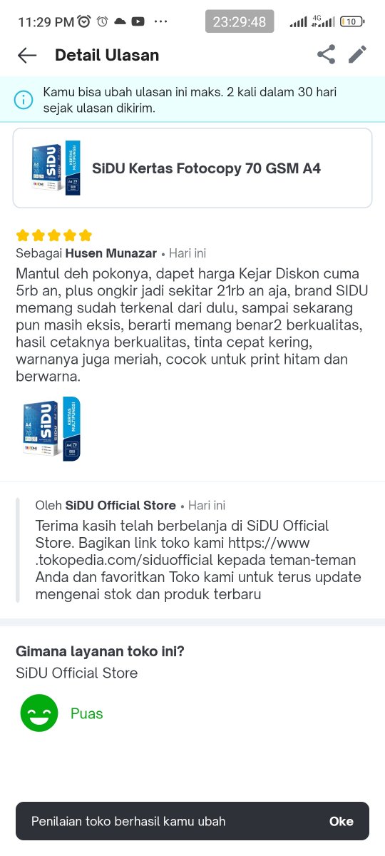 fresuhalone's tweet photo. Senang sekali karena terpilih jadi Juara Ulasan Tokopedia, semoga ulasan saya bisa membantu penjual dan Toppers yg akan belanja di Tokopedia, apalagi di event2 tertentu Tokopedia sering kasih challenge dengan hadiah yang menarik dan sayang untuk dilewatkan #JuaraUlasanTokopedia https://t.co/ErajLamBi2