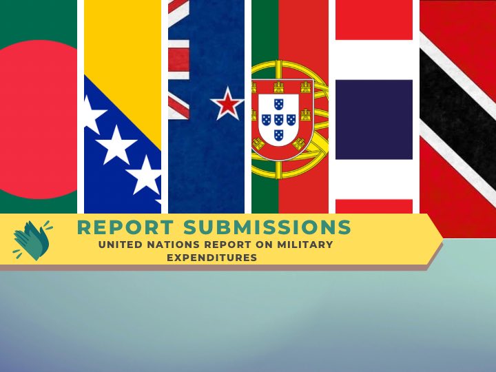 UN_Disarmament's tweet photo. 🎉👏 Congratulations to Bangladesh, Bosnia & Herzegovina, New Zealand, Portugal, Thailand and Trinidad & Tobago for submitting information to the UN Report on Military Expenditures #UNMilEx!
Check out their national reports▶️https://t.co/t7xVL3tZfh
🇧🇩🇧🇦🇳🇿🇵🇹🇹🇭🇹🇹 https://t.co/TXvOz2YJSW