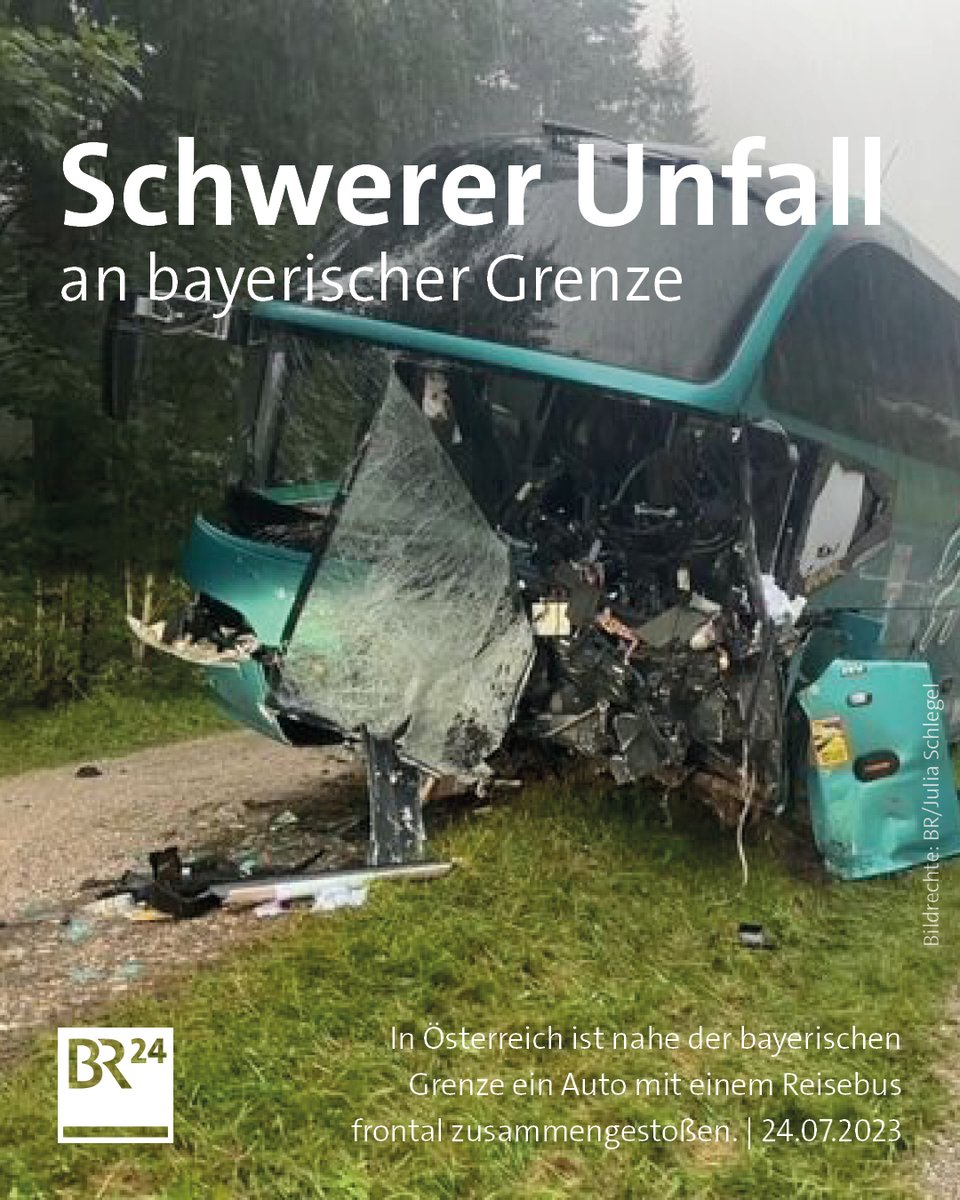 BR24 (@br24) on Twitter photo In Österreich nahe der bayerischen Grenze ist ein Auto mit einem Reisebus frontal zusammengestoßen. Laut Polizei wurde der Pkw-Fahrer bei dem Unfall am Grenzübergang Griesen getötet. Mehrere Insassen im Bus wurden verletzt.
Bericht von <a href="/MartinBreitkopf/">Martin Breitkopf</a>: br.de/nachrichten/ba… In Österreich nahe der bayerischen Grenze ist ein Auto mit einem Reisebus frontal zusammengestoßen. Laut Polizei wurde der Pkw-Fahrer bei dem Unfall am Grenzübergang Griesen getötet. Mehrere Insassen im Bus wurden verletzt.
Bericht von <a href="/MartinBreitkopf/">Martin Breitkopf</a>: br.de/nachrichten/ba…