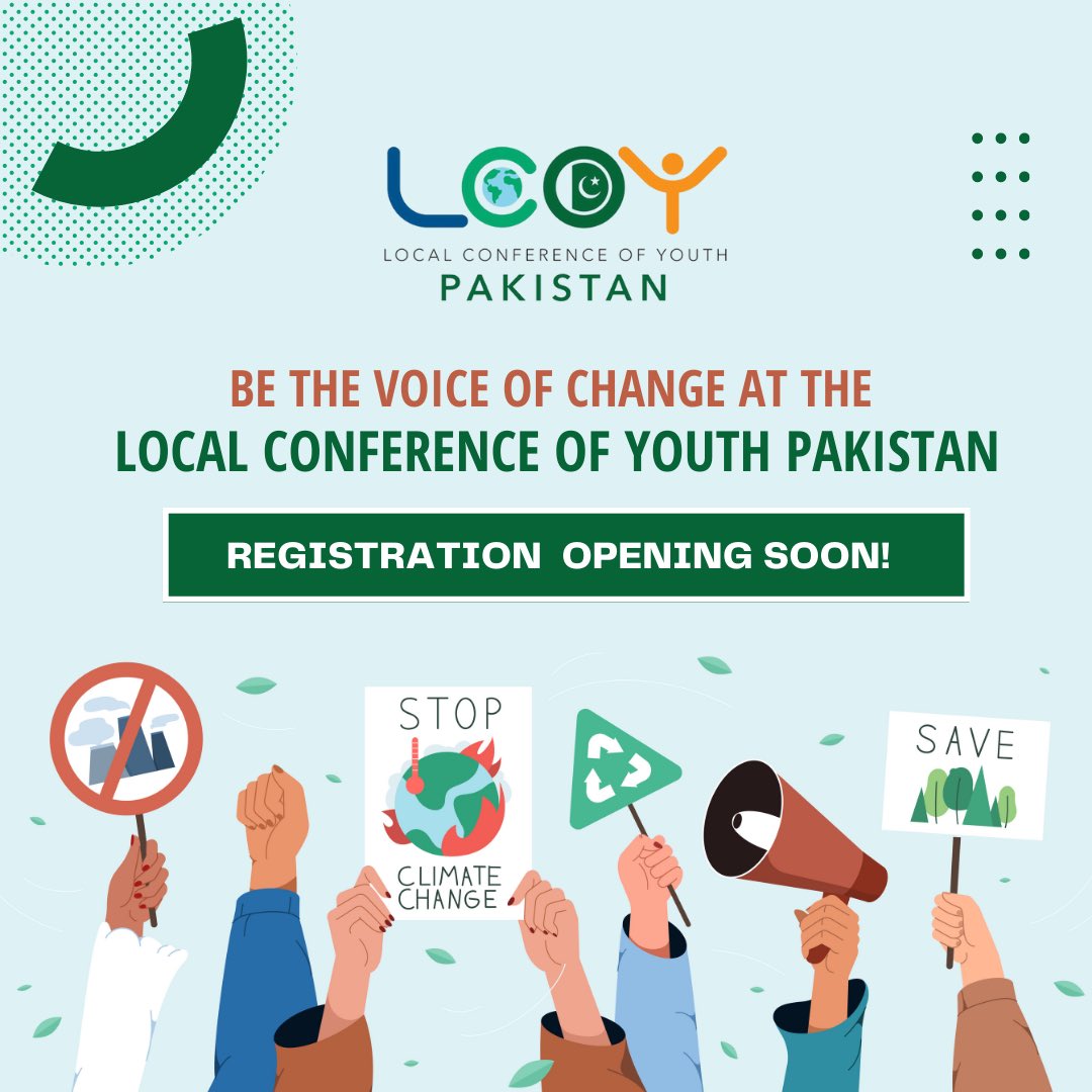 LCOYPakistan's tweet photo. Get ready for a transformative experience, connecting with fellow changemakers, & gaining invaluable skills to make a real impact on tackling climate change & other pressing issues.
Registration opens soon, so keep an eye out for updates & secure your spot to join the movement! https://t.co/3iaeIRY698