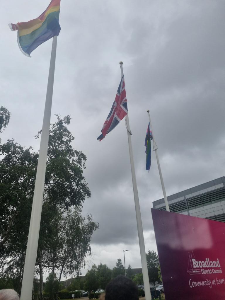 Chair of @BroadlandDC @CGhovanlou, raising the Pride flag ahead of #NorwichPride this Saturday 🌈 #Pride #NorwichPride #LocalGov