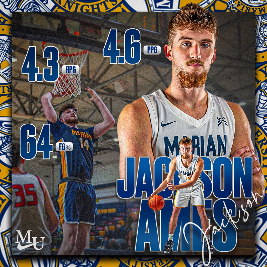 MarianMensBBall's tweet photo. Highlighting the previous year for #14, Jackson Ames (@jackson_ames1) in this #PlayerRecap

In his first year with the Knights, Jackson provided a strong interior presence, both offensively and defensively.

Check out some of his top moments! https://t.co/pANUYvQ2Pa