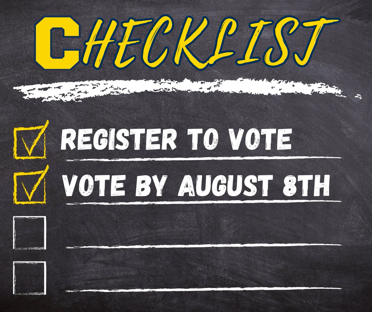 Today, Monday, July 24th, is the last day to register to vote online or by mail! You can register online at michigan.gov/vote. You can also register to vote up until 8pm on election day in person at the Clawson City Clerk’s Office. 🗳 #WeAreCPS