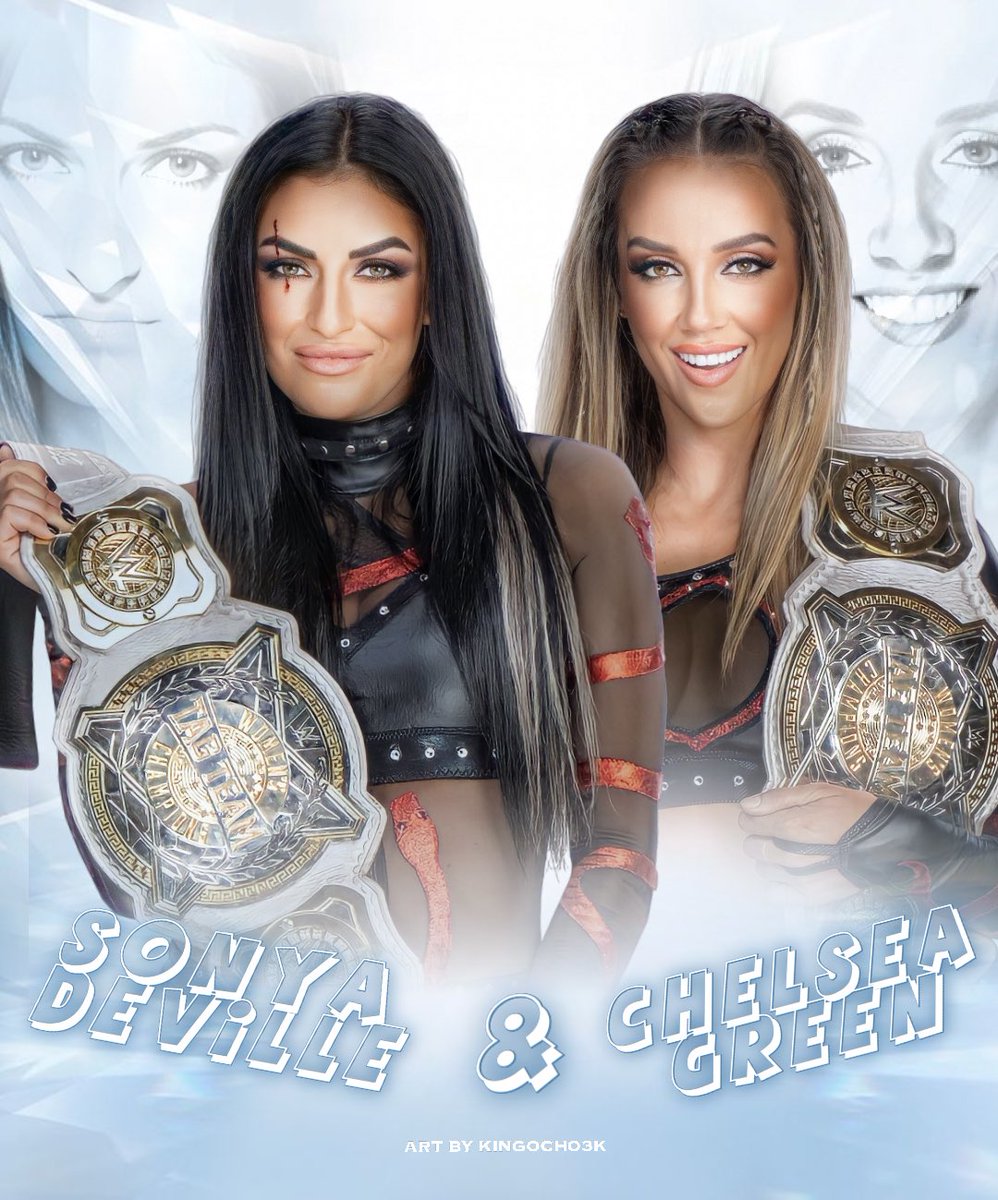 From being on Tough Enough in 2015 to being The Women’s Tag Team Champions in 2023. How times have really changed for both @SonyaDevilleWWE and @ImChelseaGreen in the WWE. #WWE #fanart