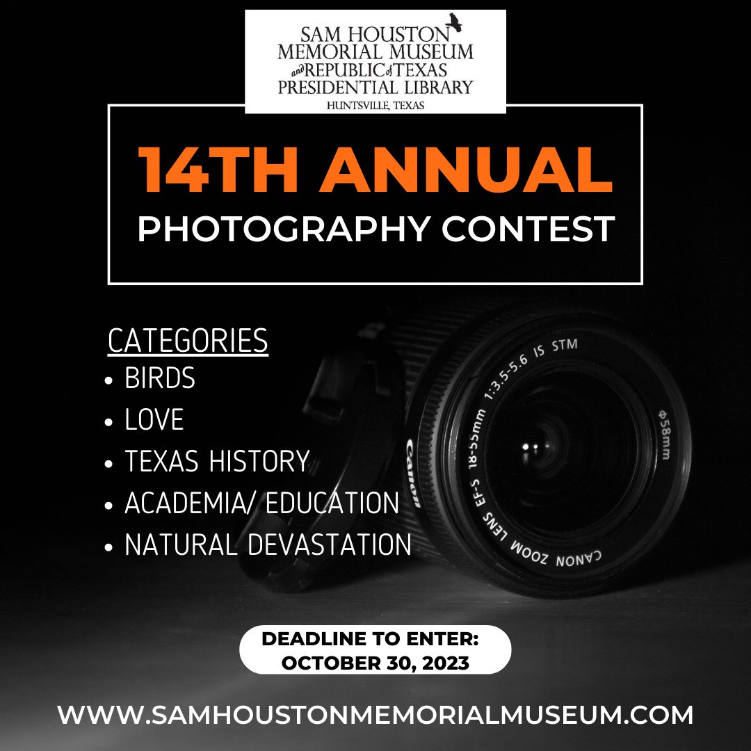 SHMMuseum's tweet photo. Our photo contest is back for its 14th year! The contest rules and entry form can be found on our website at https://t.co/tqbm4vKsEs.
#photography #photocontest #photoexhibit #exhibit #shsu #visithuntsvilletx #easttexas #txforesttrail https://t.co/iVsx3k6iVp