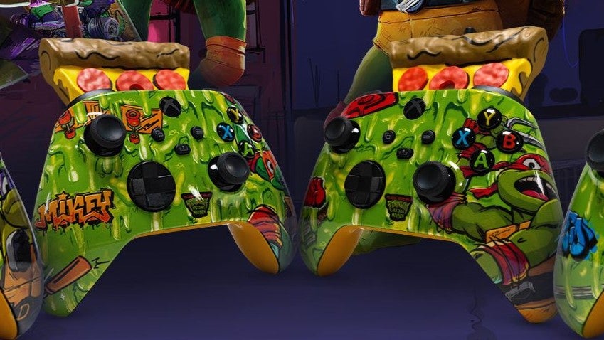 Microsoft has created a set of four pizza-scented Teenage Mutant Ninja Turtles-themed Xbox controllers ahead of TMNT: Mutant Mayhem. bit.ly/4746Yuq
