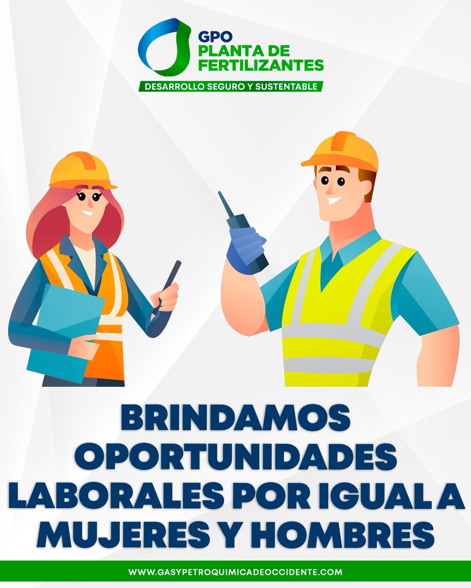 En GPO Planta de Fertilizantes brindamos oportunidades laborales por igual a los hombres y mujeres que son clave en la construcción de este proyecto.
.
.
.
#GPO #PlantaDeFertilizantes #DesarrolloSegurouySustentable #Equidad #Oportunidades #Trabajo