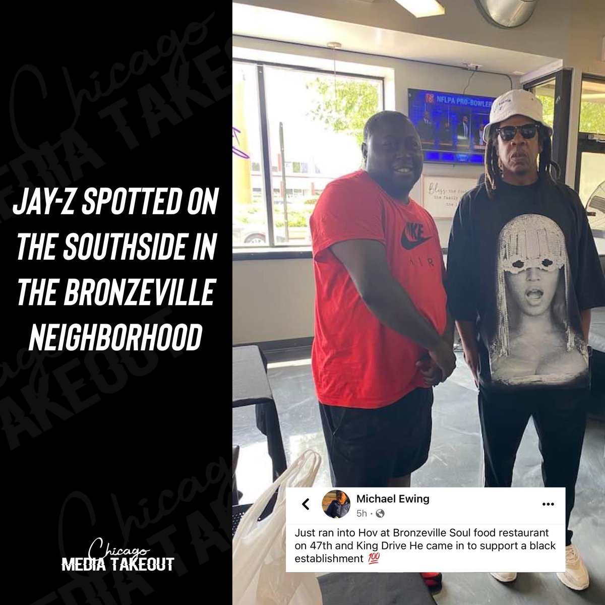 Jay-Z spotted on the Low-End supporting some Chicago establishments 🥳 . ( @bronzevillesoul )

Yesterday was day 2 of 2 of Beyoncé’s concert in Chicago.