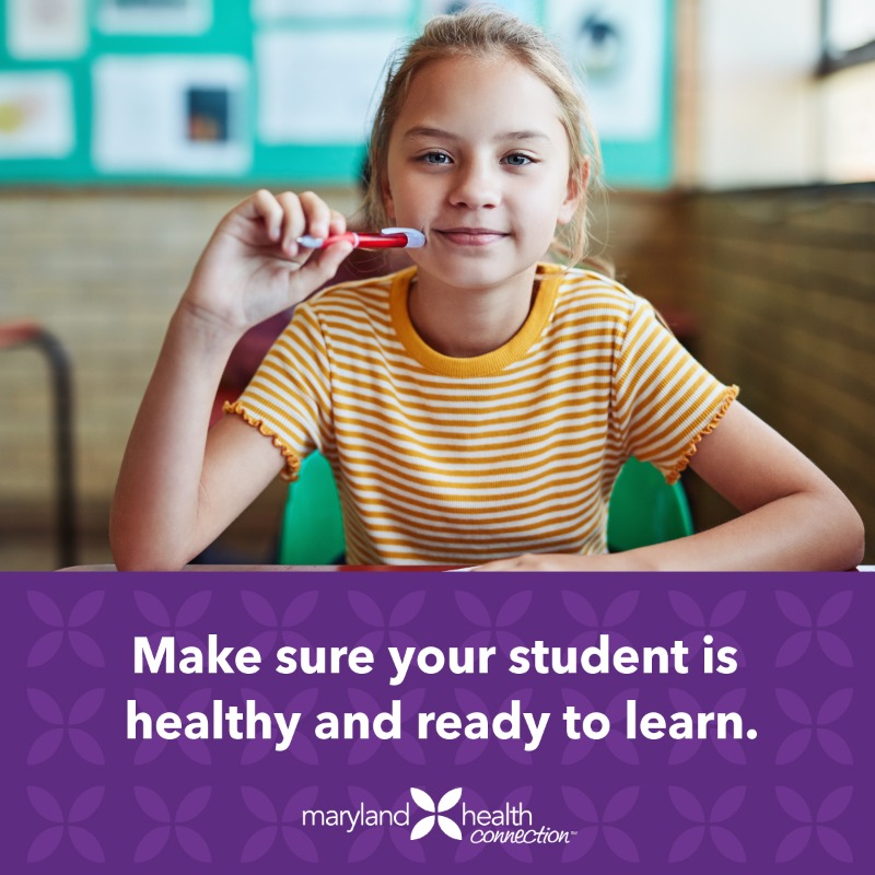 Healthy_MoCo's tweet photo. School’s almost in session! Make sure your student is healthy and ready to learn. Health plans through @MarylandConnect cover doctor visits, immunizations, mental health services, and more. Schedule your free wellness visit today. #GetCoveredMD #MontgomeryCountyHealthConnection https://t.co/oK3IxzY0Ql
