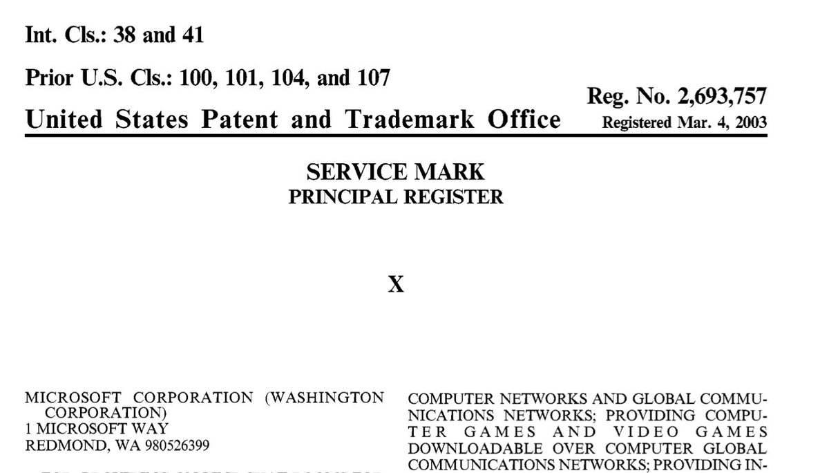 Microsoft has owned a trademark for