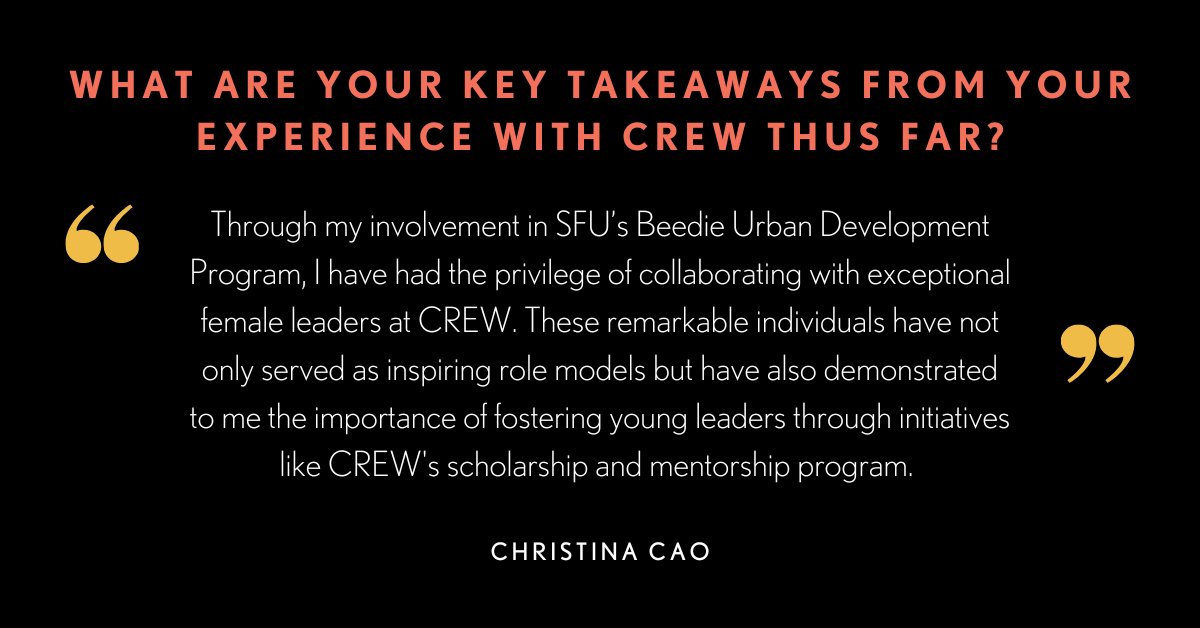 CREW Vancouver (@crewvancouver) on Twitter photo We were fortunate to connect with the 2023 recipient of the CREW Vancouver Award at the <a href="/SFUBeedie/">SFU Beedie School</a>, Christina Cao, to discuss her experience, ambitions, and advice for breaking through the industry. View the full Scholarship Spotlight at bit.ly/43G7fkC. We were fortunate to connect with the 2023 recipient of the CREW Vancouver Award at the <a href="/SFUBeedie/">SFU Beedie School</a>, Christina Cao, to discuss her experience, ambitions, and advice for breaking through the industry. View the full Scholarship Spotlight at bit.ly/43G7fkC.