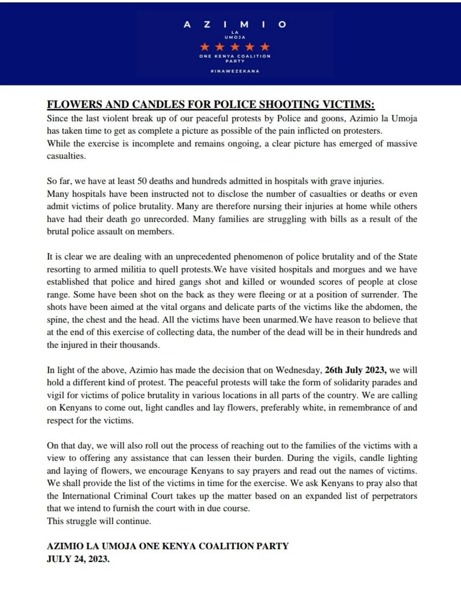 Uhuru/Tinga/Azimio-OKA minions have chickened out by calling off Wednesday Maandamos we were ready for them .we wanted to put to end to political conmanship, blackmail &amp; intimidation including crushing political vampires .

Kimewaramba !