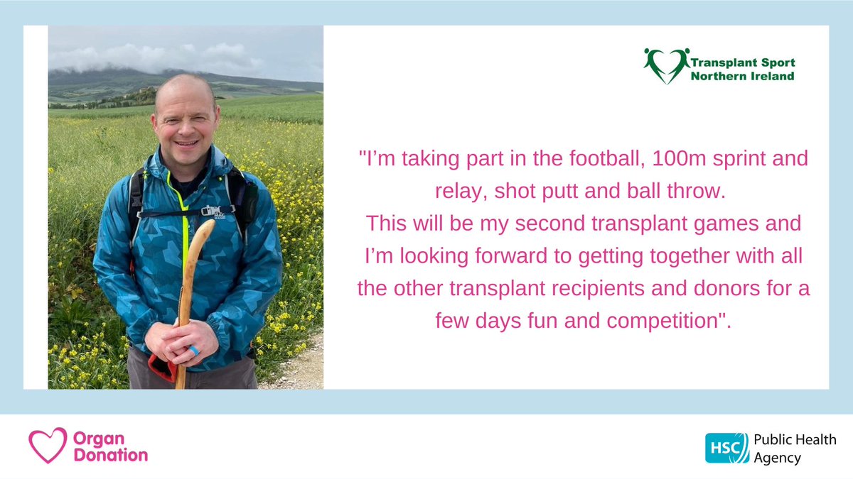 Organ Donation Northern Ireland (@organdonationni) on Twitter photo It's the start of the @WHBTG on Thursday!
Graham McCormick is one of the <a href="/TEAM_TSNI/">Transplant Sport NI</a> athletes heading to the Games #PoweredByTheGiftOfLife.
Graham received a kidney transplant in 2012 and is looking forward to competing at his second Games🤗
#OrganDonation It's the start of the @WHBTG on Thursday!
Graham McCormick is one of the <a href="/TEAM_TSNI/">Transplant Sport NI</a> athletes heading to the Games #PoweredByTheGiftOfLife.
Graham received a kidney transplant in 2012 and is looking forward to competing at his second Games🤗
#OrganDonation
