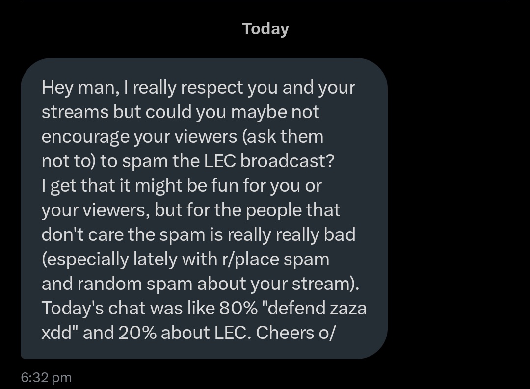 Caedrel on Twitter: "ive never asked my chat to spam in the LEC channel