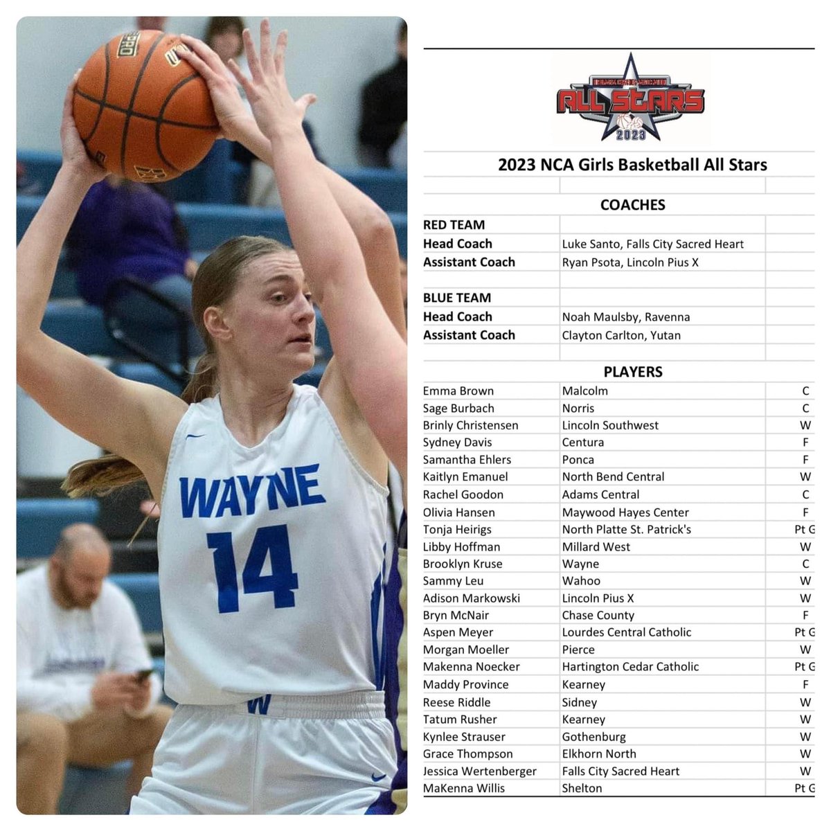 Tune in TONIGHT at 6:00pm to watch Brooklyn Kruse compete in the NCA All-Star game in Lincoln, NE. 

The game will be streamed live on tv and online. 

📺 NET World
💻NebraskaPublicMedia.org
📱Nebraska Public Media App

Good luck Brooklyn!!